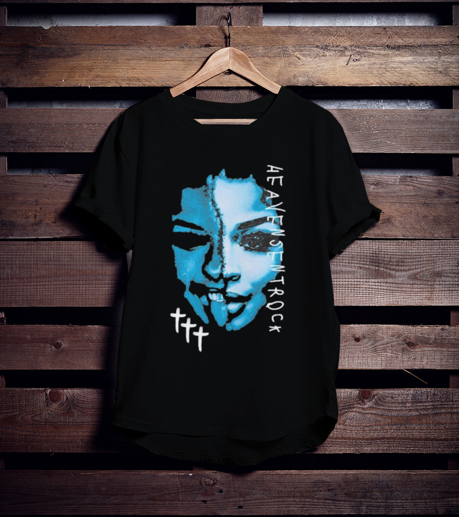 HEAVENSENTROCK Face Blue Art With Cross Symbols T-Shirt