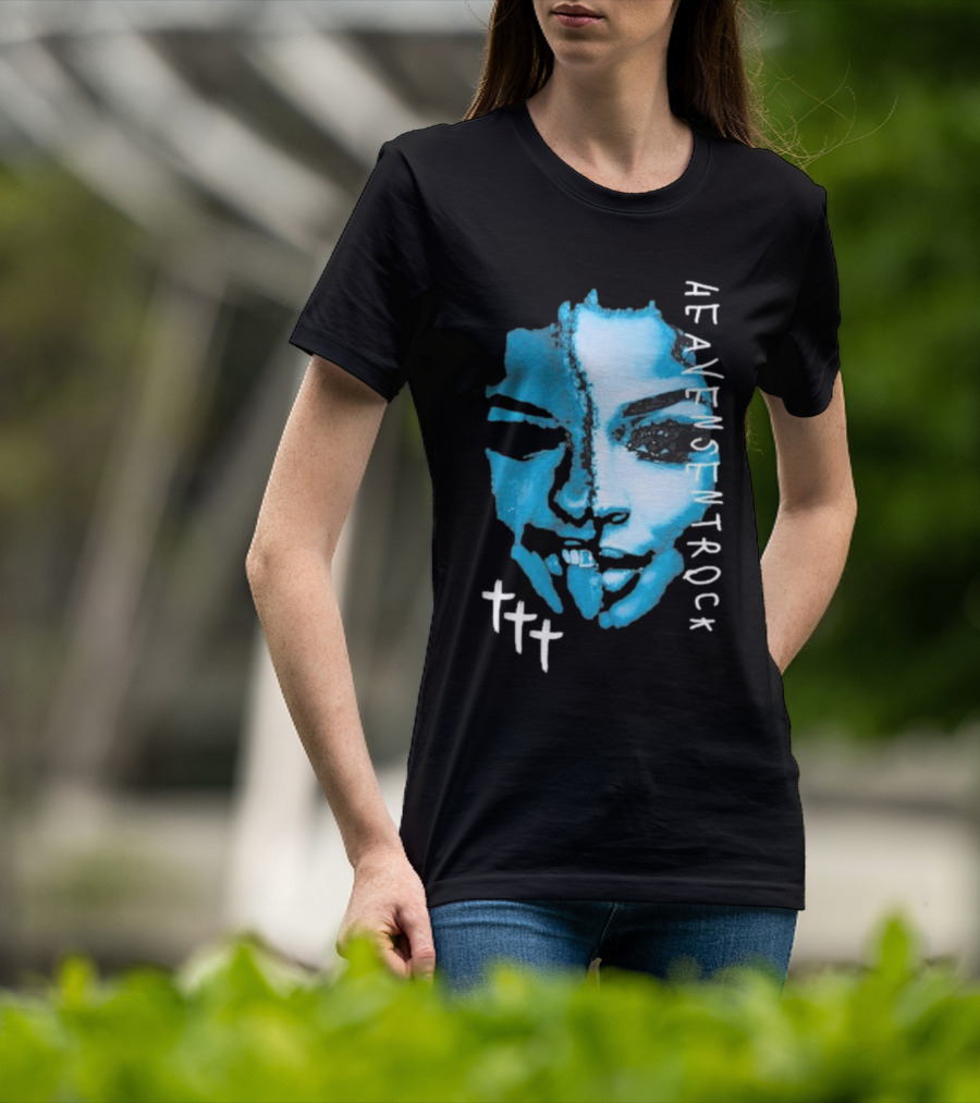 HEAVENSENTROCK Face Blue Art With Cross Symbols T-Shirt