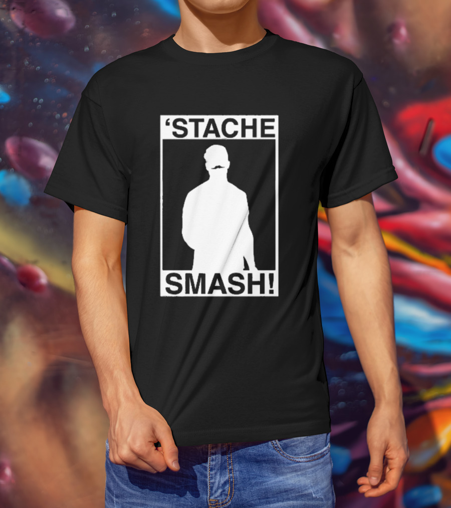 'Stache Smash Silhouette Mustache Bold Contrast T-Shirt