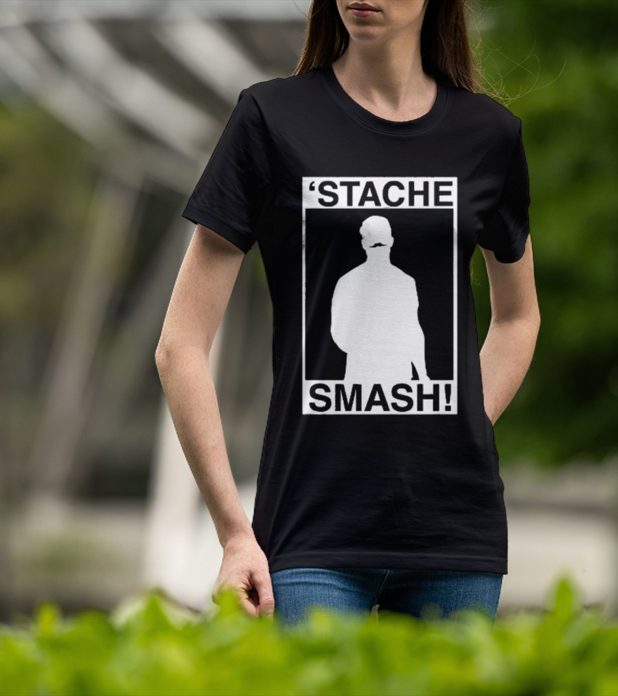'Stache Smash Silhouette Mustache Bold Contrast T-Shirt