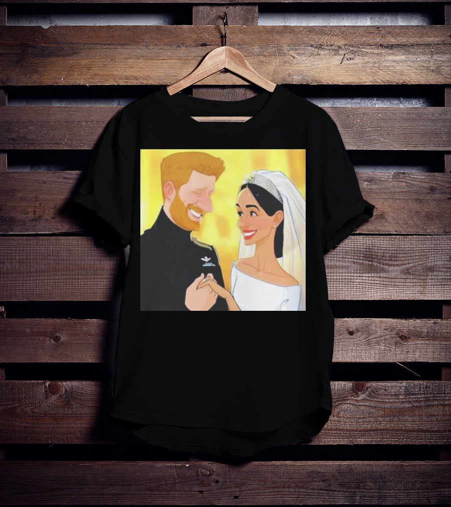 Meghan And Harry Cartoon Wedding T-Shirt