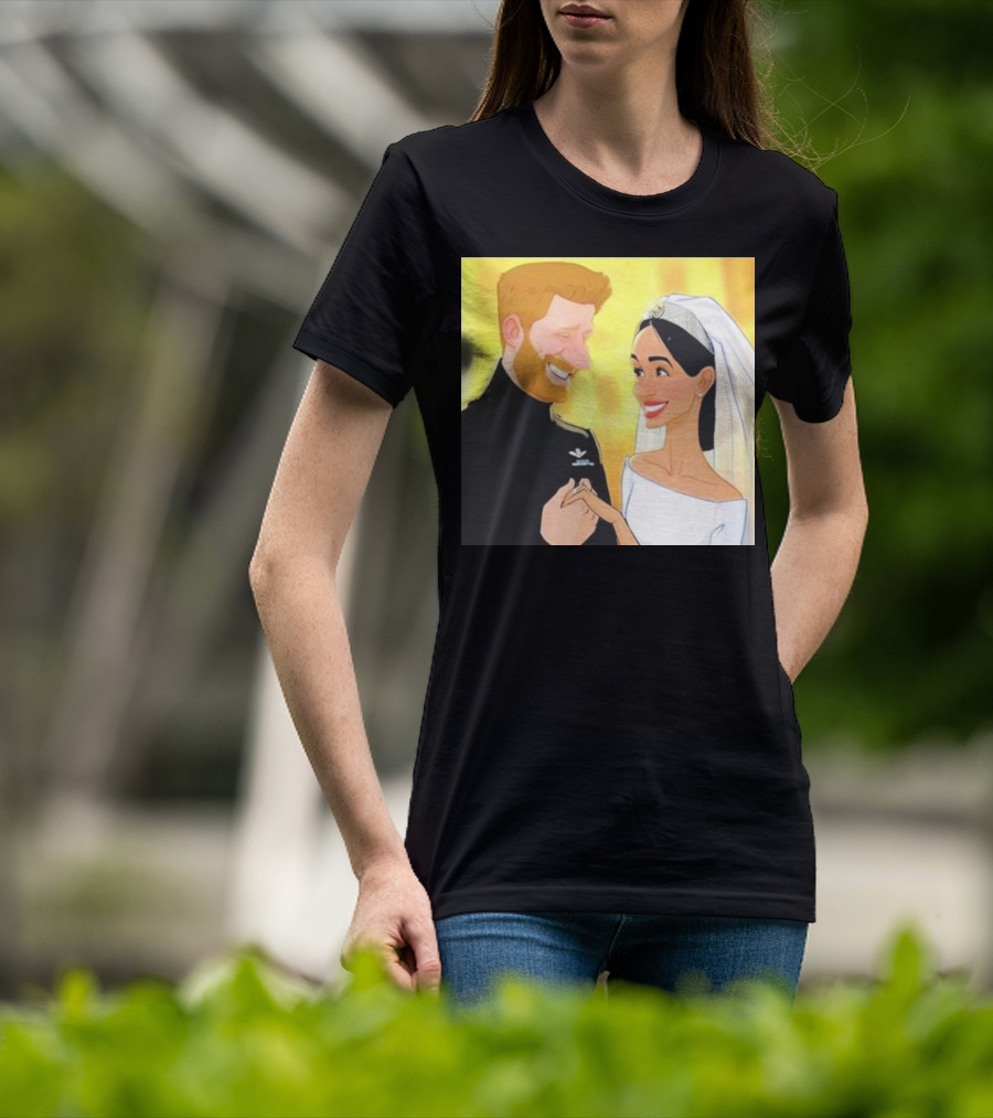Meghan And Harry Cartoon Wedding T-Shirt