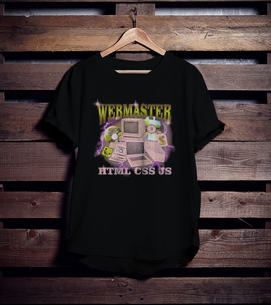 WEBMASTER HTML CSS JS Vintage Computer Graphics Retro Gaming Elements T-Shirt