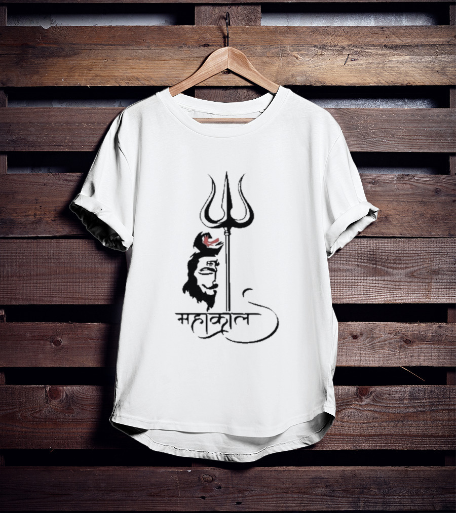 Mahakal Trishul Shiva Face Sketch T-Shirt