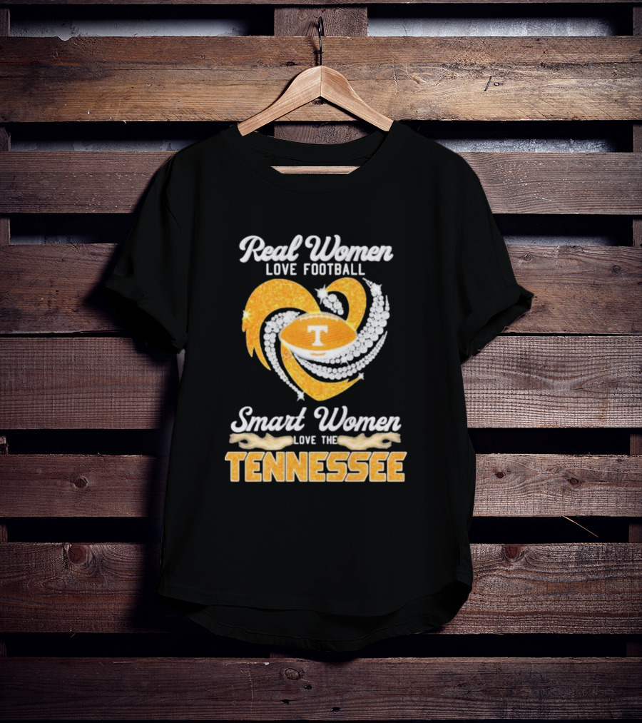 Real Women Love Football Smart Women Love The Tennessee Volunteers Heart T-Shirt