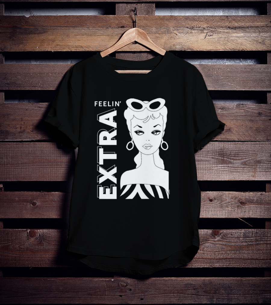 Feelin' Extra Barbie Retro Style Sunglasses And Hoop Earrings T-Shirt