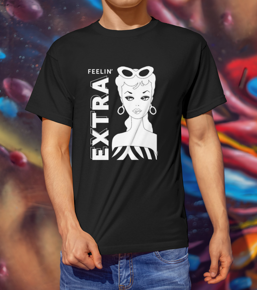 Feelin' Extra Barbie Retro Style Sunglasses And Hoop Earrings T-Shirt