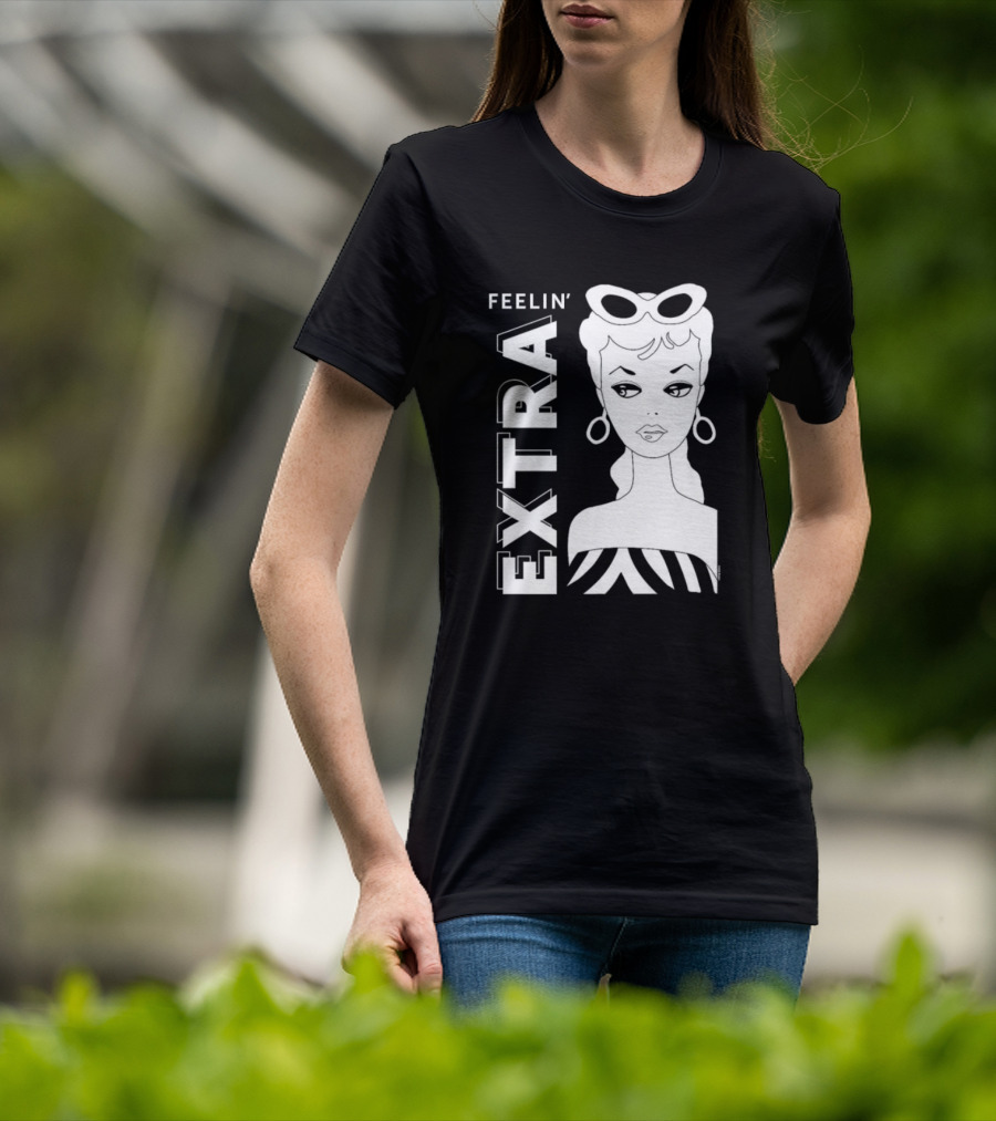 Feelin' Extra Barbie Retro Style Sunglasses And Hoop Earrings T-Shirt