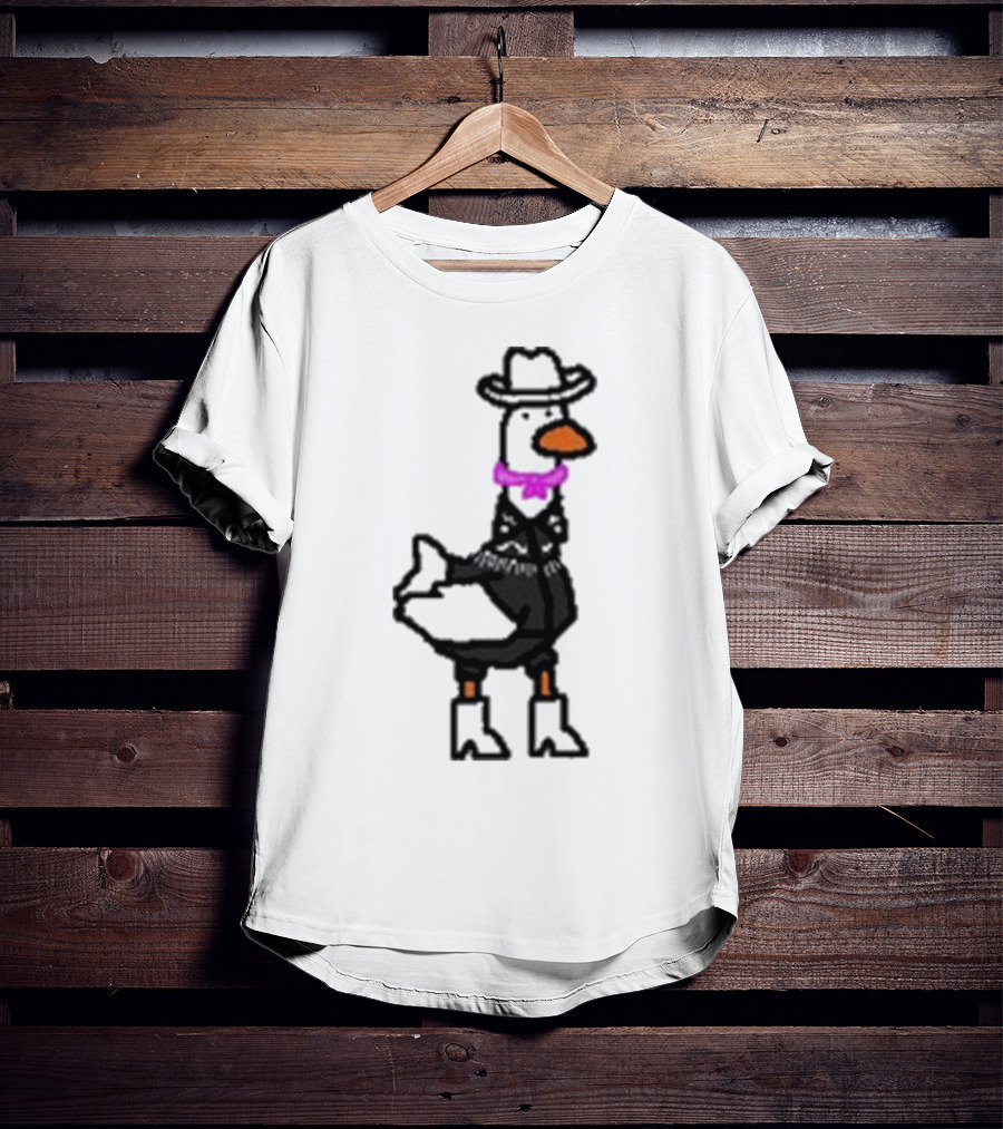 Ryan Goose-Ling Barbie Goose Wearing Cowboy Hat And Pink Bowtie T-Shirt