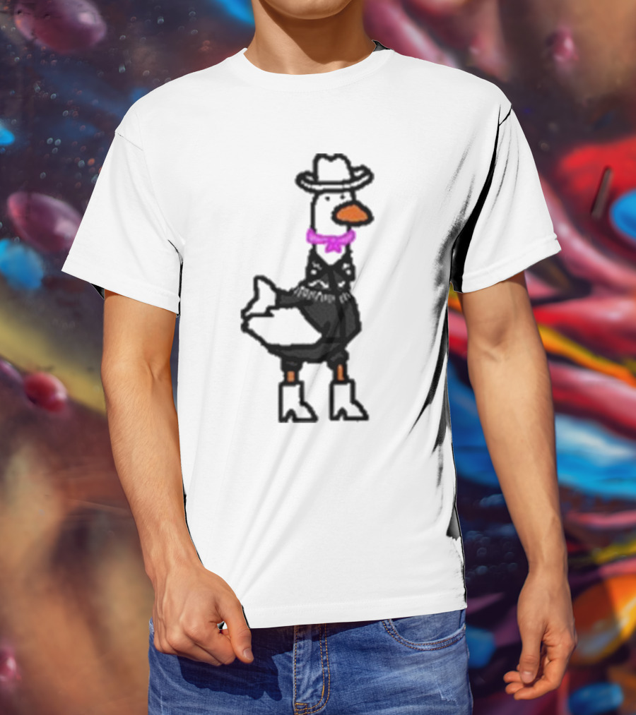 Ryan Goose-Ling Barbie Goose Wearing Cowboy Hat And Pink Bowtie T-Shirt