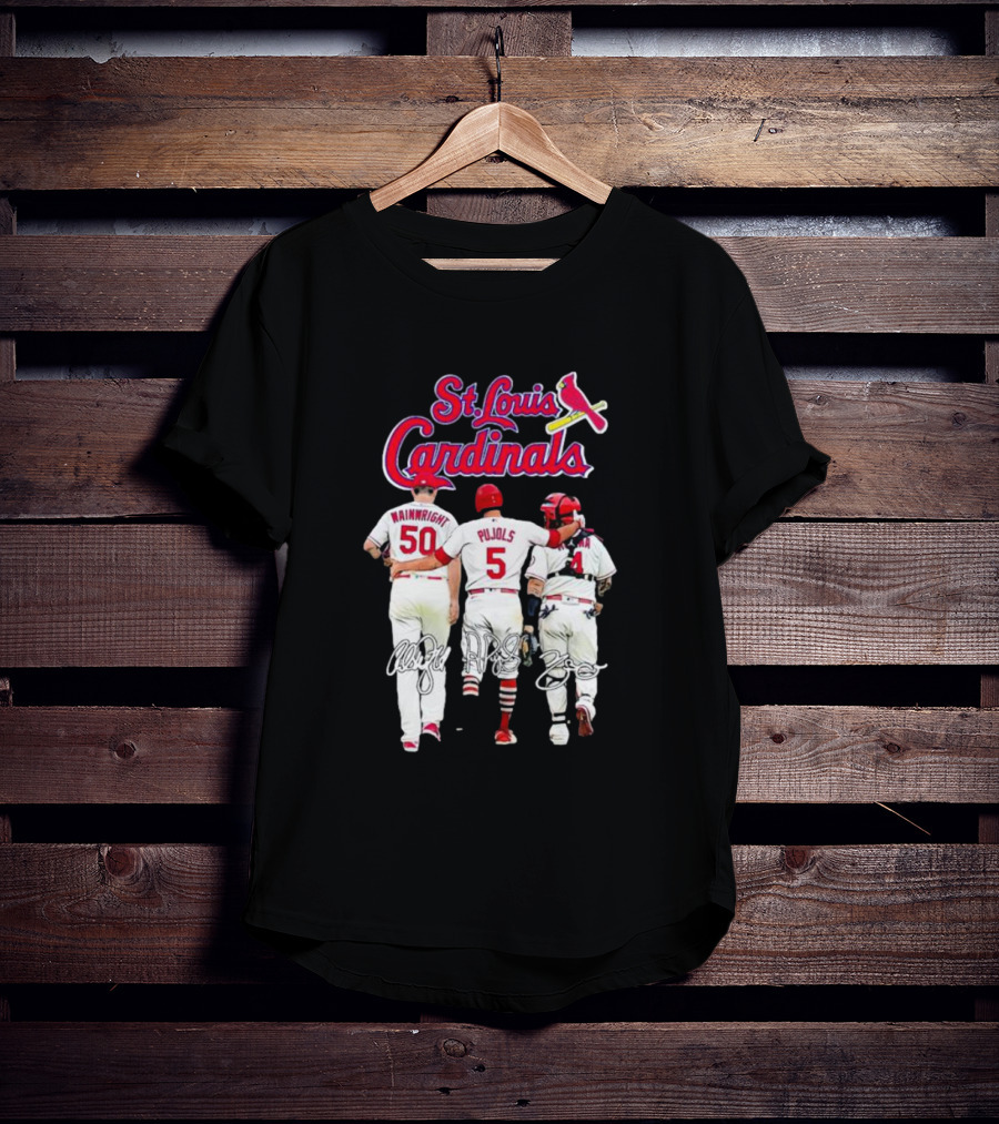 St Louis Cardinals Wainwright Pujols Molina Signatures T-Shirt