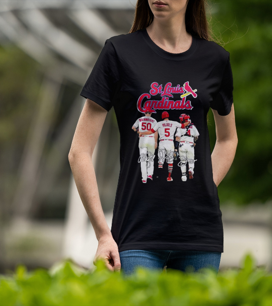 St Louis Cardinals Wainwright Pujols Molina Signatures T-Shirt