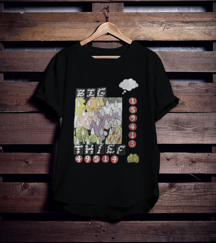 3E6 159413 49514 Comic Style Raindrops Thought Bubble Brain T-Shirt
