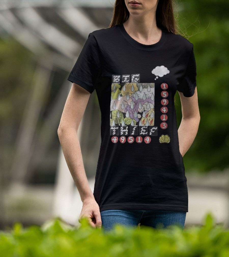 3E6 159413 49514 Comic Style Raindrops Thought Bubble Brain T-Shirt