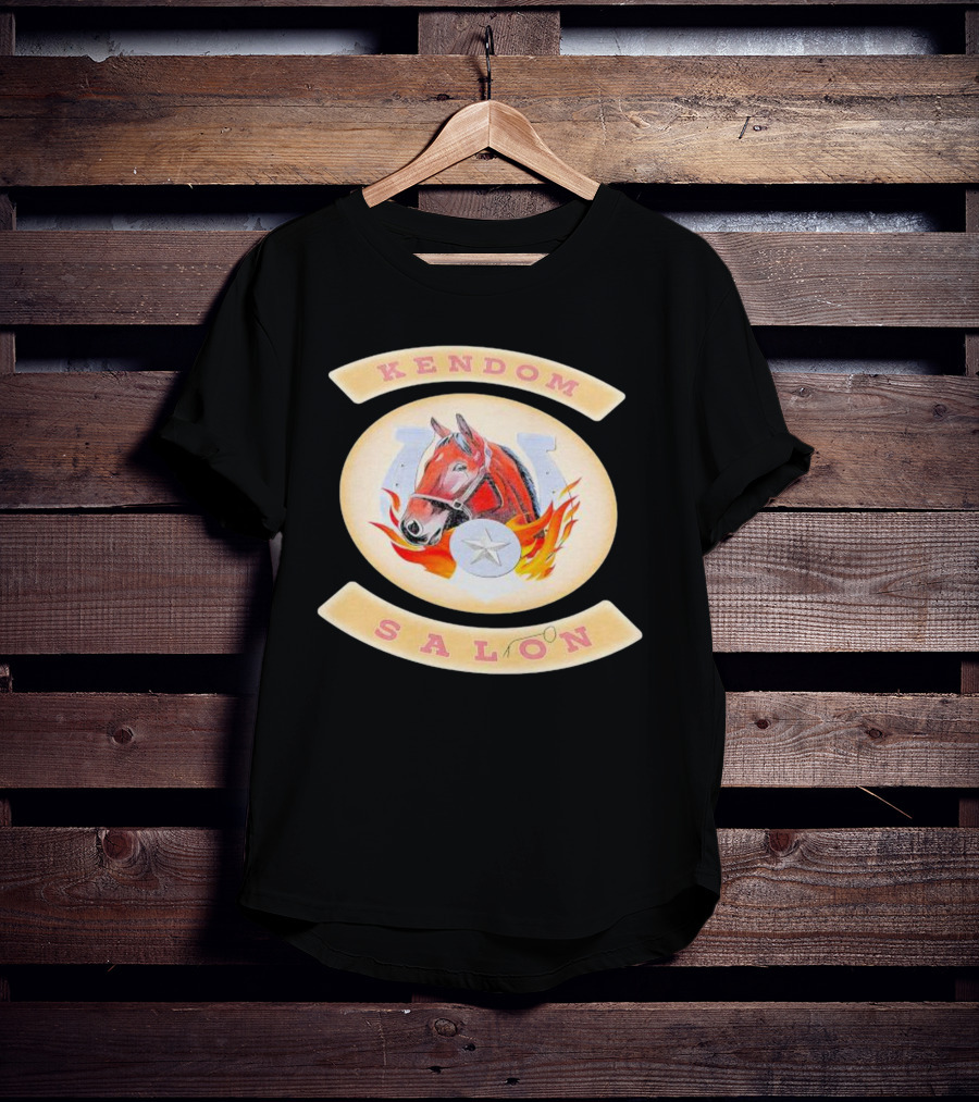 Kendom Saloon Horse Horseshoe Star Flames T-Shirt