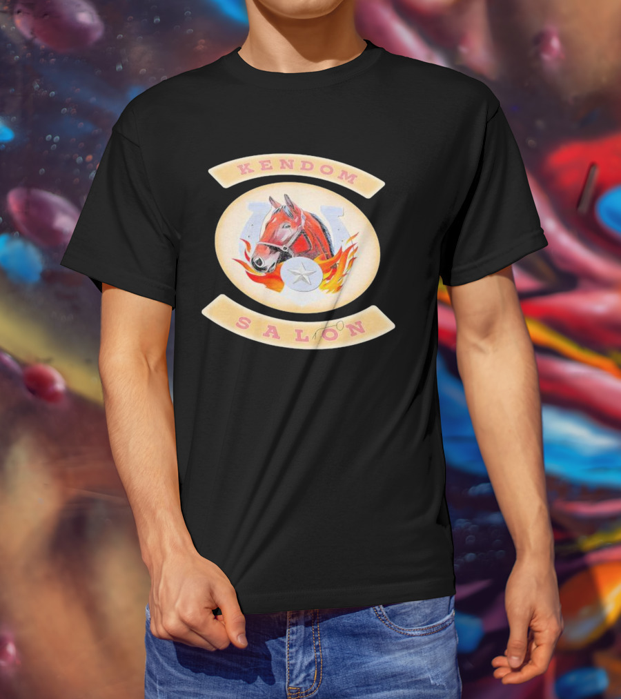 Kendom Saloon Horse Horseshoe Star Flames T-Shirt