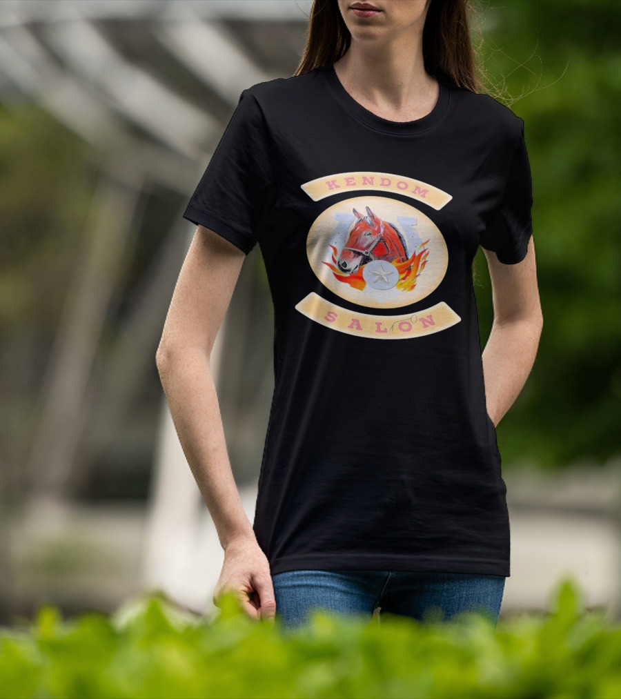 Kendom Saloon Horse Horseshoe Star Flames T-Shirt