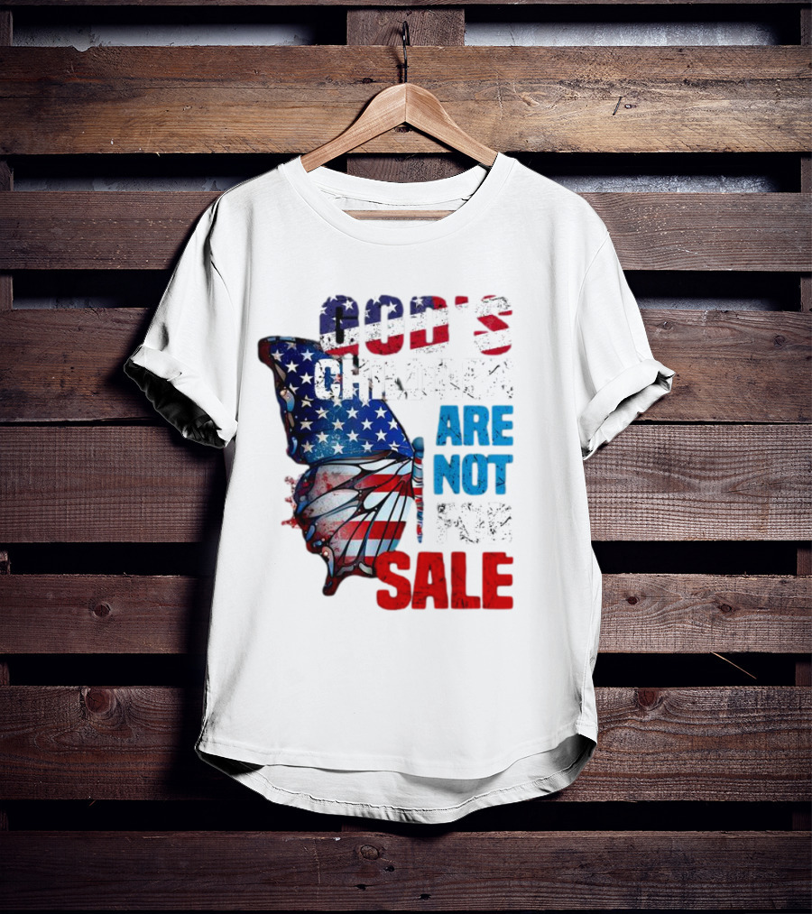God's Children Are Not For Sale American Flag Butterfly T-Shirt
