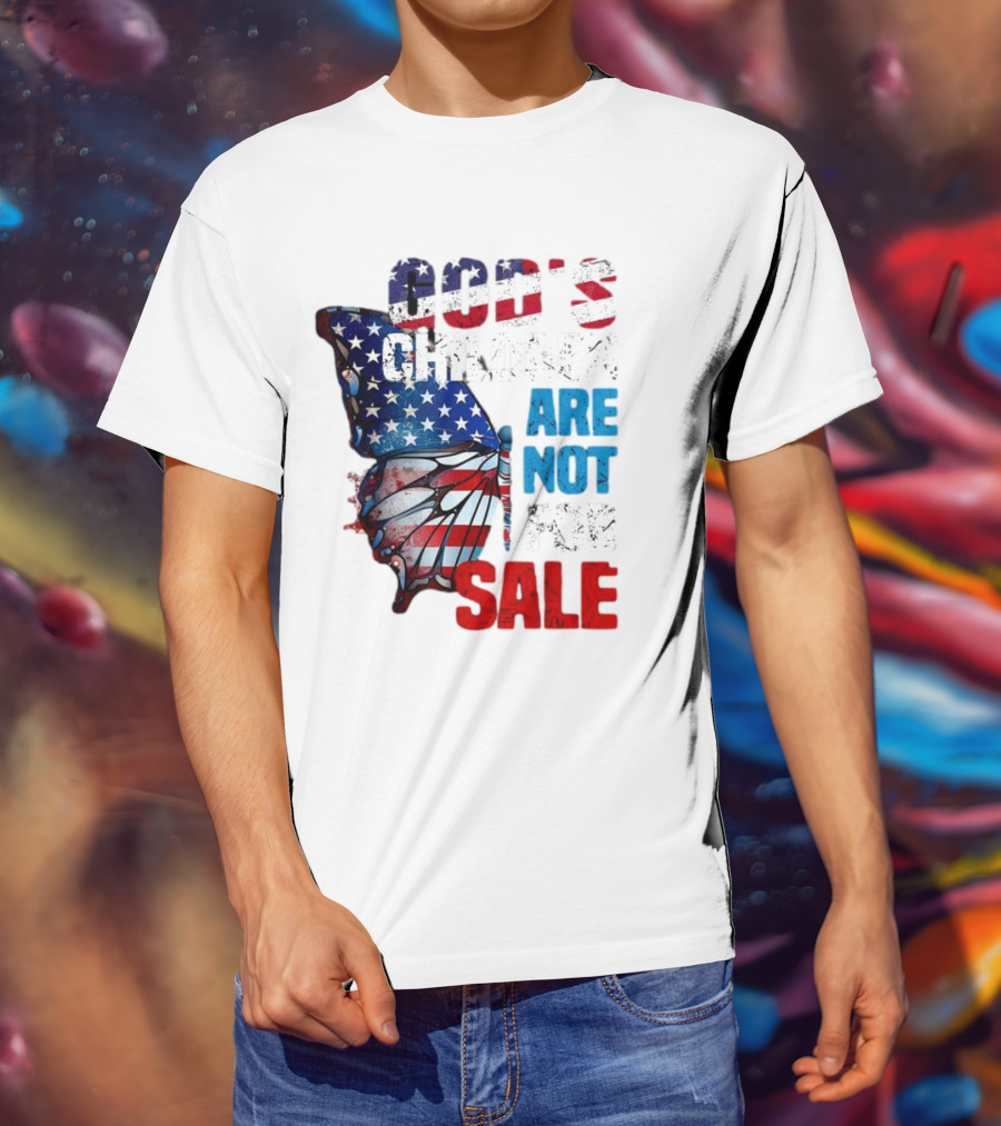 God's Children Are Not For Sale American Flag Butterfly T-Shirt