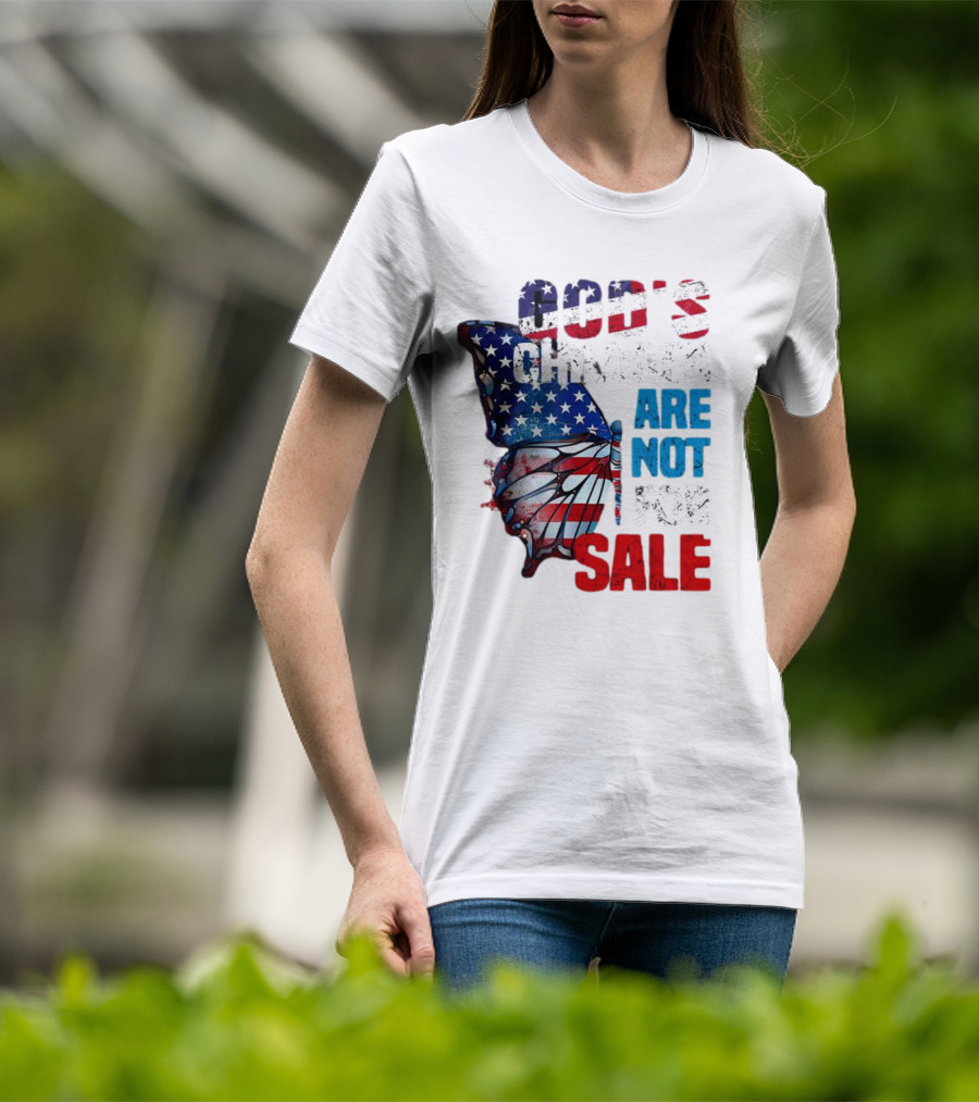 God's Children Are Not For Sale American Flag Butterfly T-Shirt