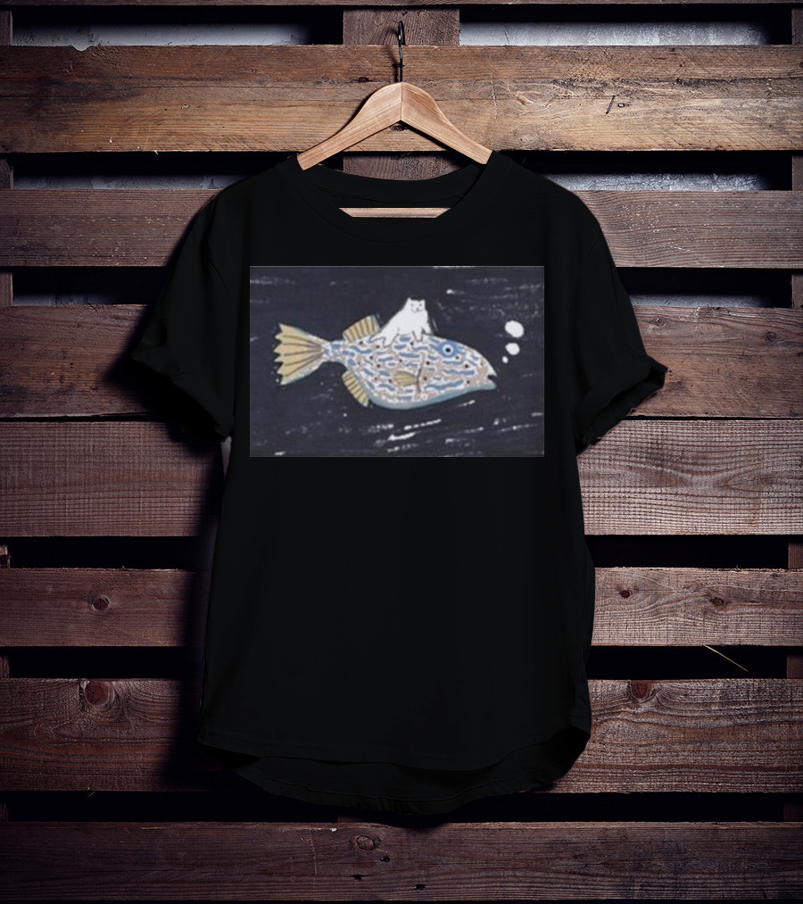 Dawning Crow Deep Sea Travel Cat Riding Fish T-Shirt