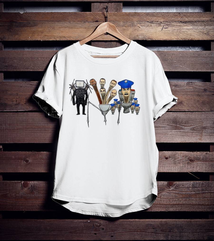 Skibidi Toilet Meme Character Mashup Extravaganza T-Shirt
