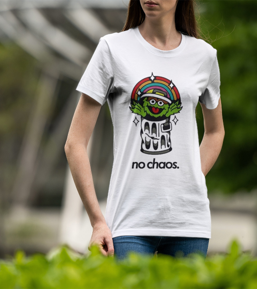 No Chaos Grouchy Rainbow Trash Can T-Shirt