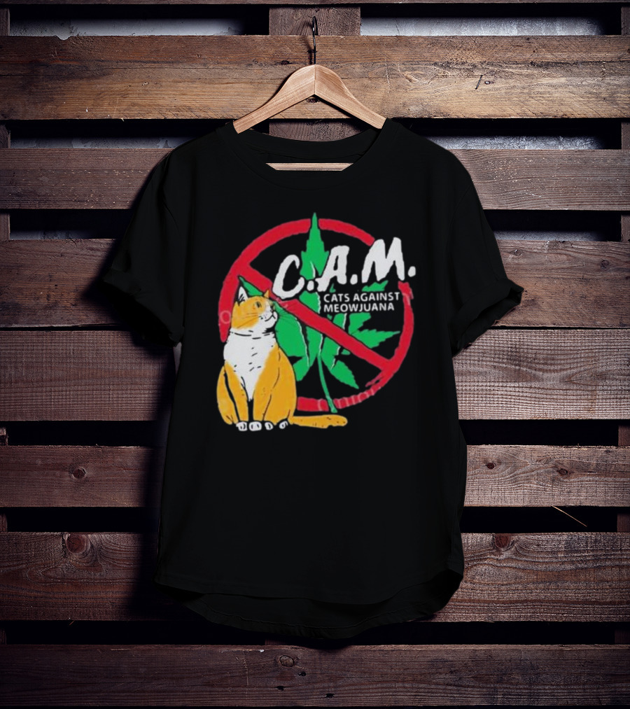 C.A.M. Cats Against Meowijuana Leaf With Tabby T-Shirt
