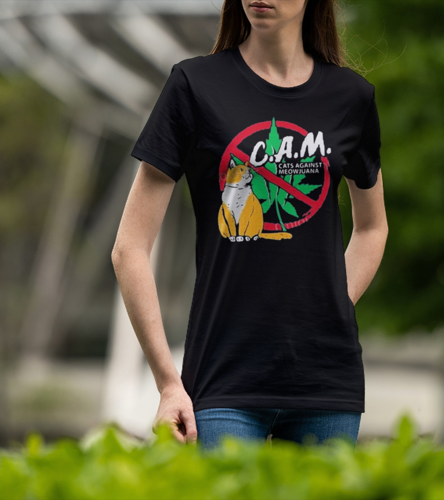 C.A.M. Cats Against Meowijuana Leaf With Tabby T-Shirt