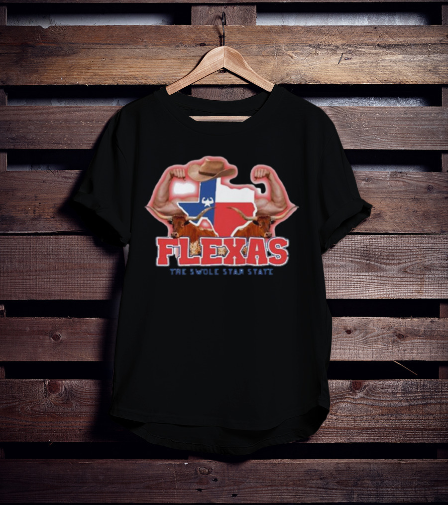 Flexas Swole Arms Texas Longhorns Cowboy Hat The Swole Star State T-Shirt