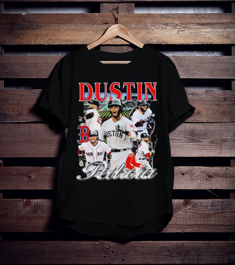 Dustin Pedroia Boston Red Sox Baseball Action Montage T-Shirt