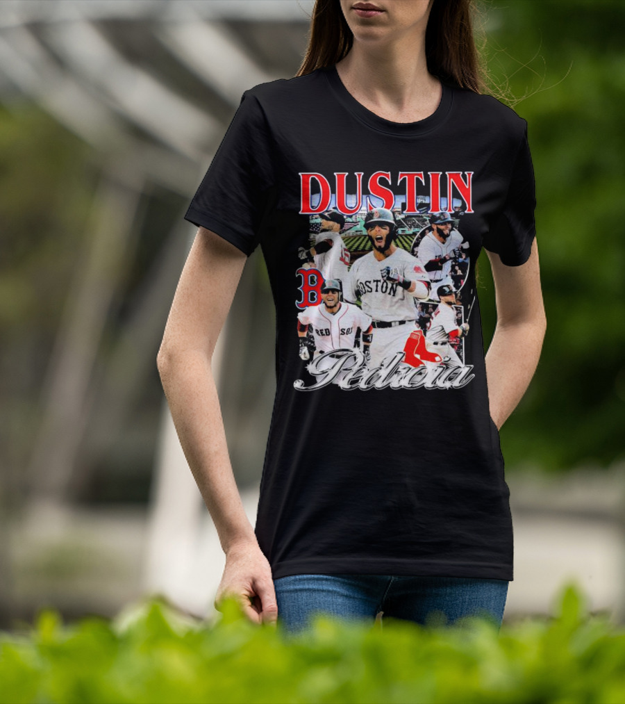 Dustin Pedroia Boston Red Sox Baseball Action Montage T-Shirt