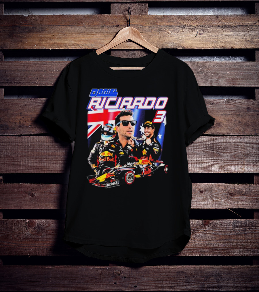 Daniel Ricciardo Red Bull Racing 3 With Australian Flag Background T-Shirt