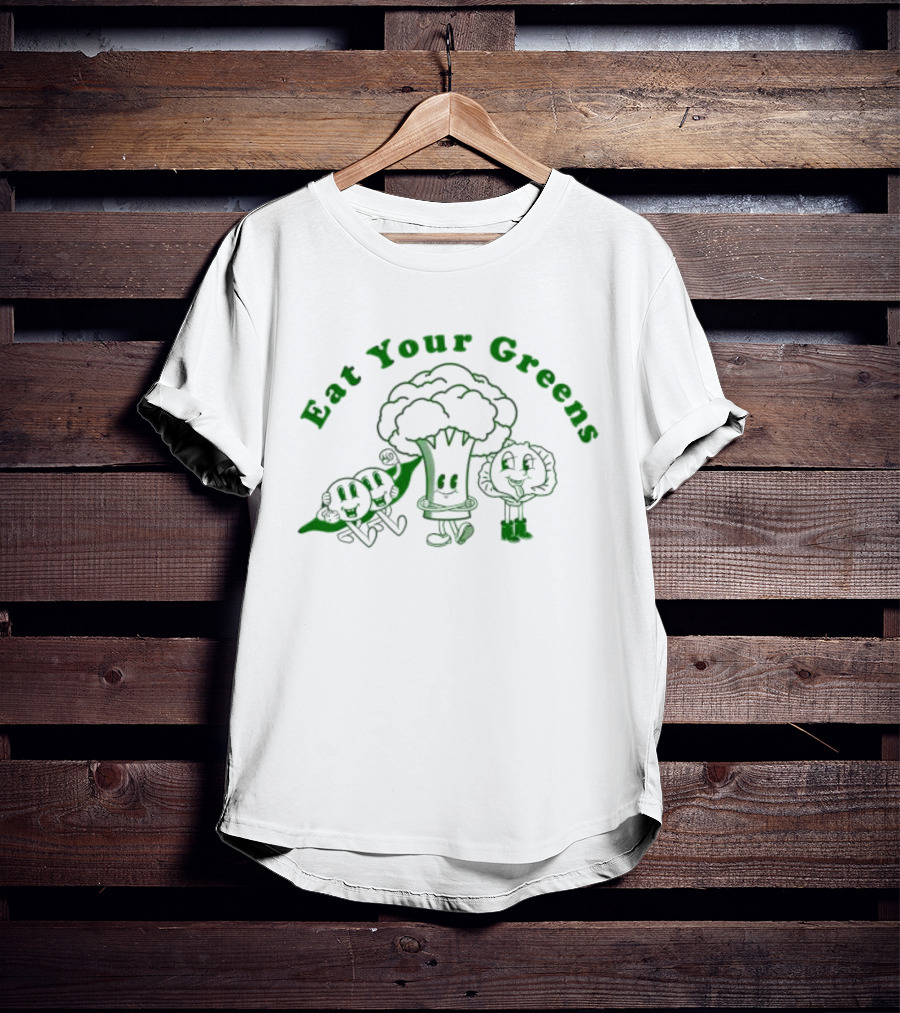 Eat Your Greens Cartoon Broccoli And Friends T-Shirt