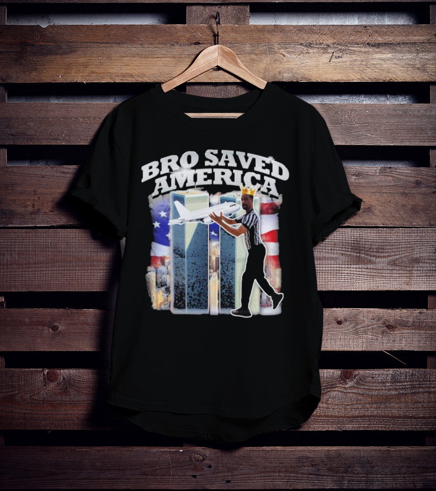 Bro Saved America Referee Airplane Twin Towers T-Shirt