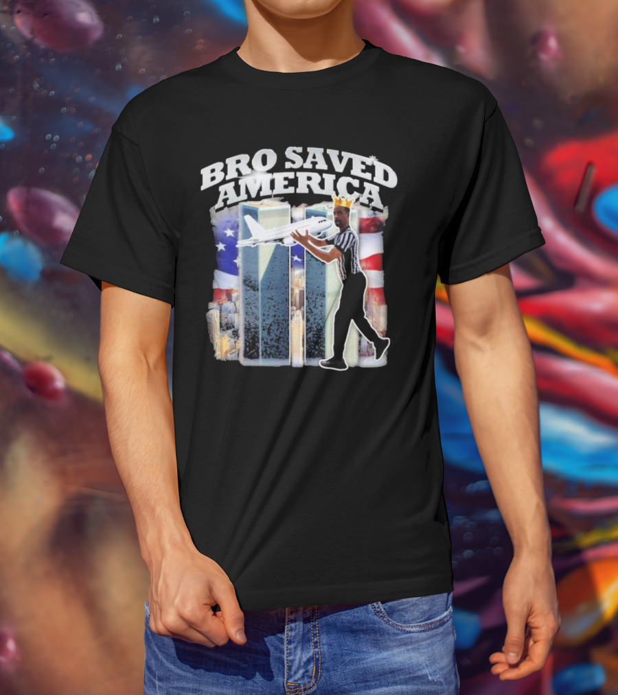 Bro Saved America Referee Airplane Twin Towers T-Shirt