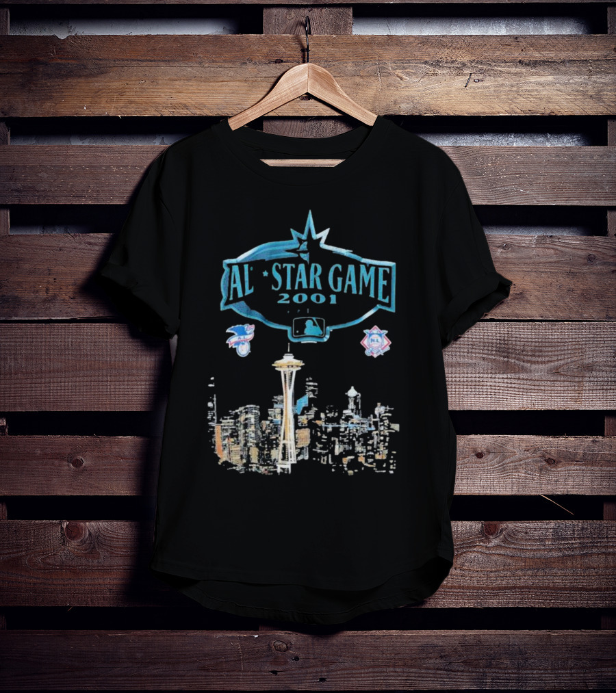 AL Star Game 2001 MLB City Skyline Seattle T-Shirt