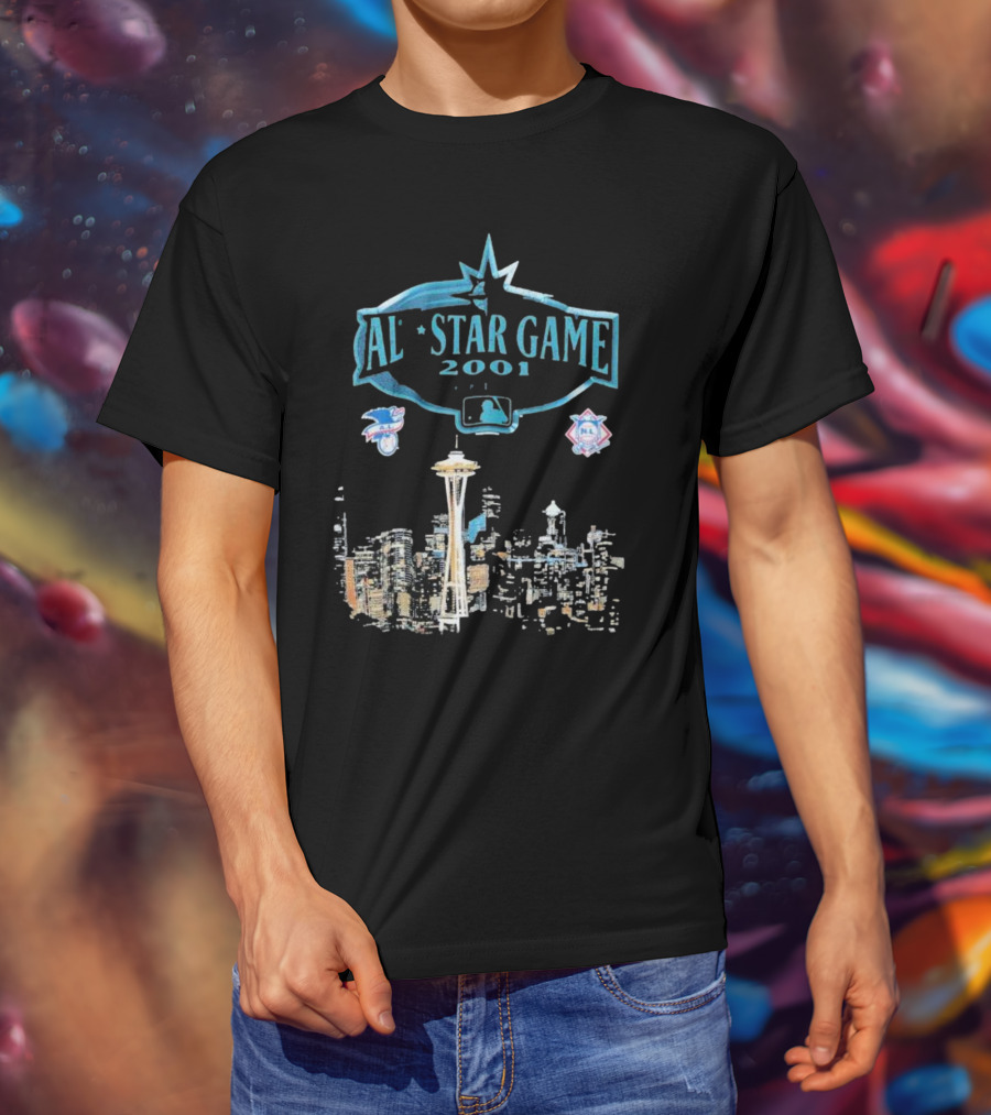 AL Star Game 2001 MLB City Skyline Seattle T-Shirt