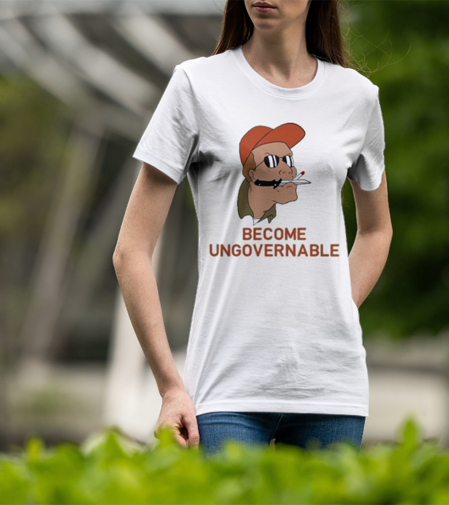 Become Ungovernable Rusty Shackleford Smoking Character With Sunglasses And Orange Hat T-Shirt