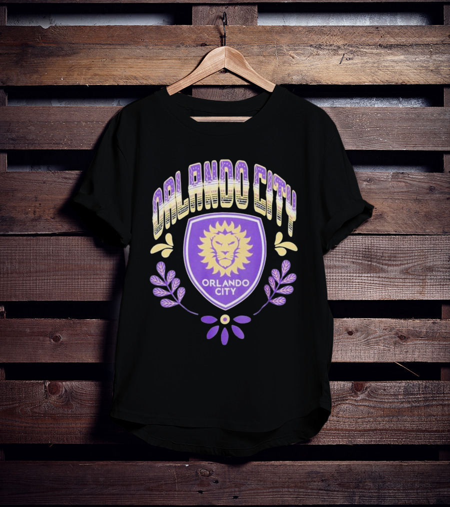 Orlando City SC Serape Style Lion Emblem Purple And Yellow T-Shirt