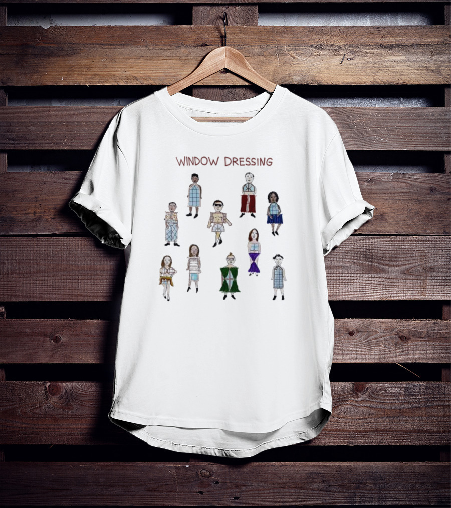 Window Dressing Fashion Display With Diverse Mannequin Characters T-Shirt