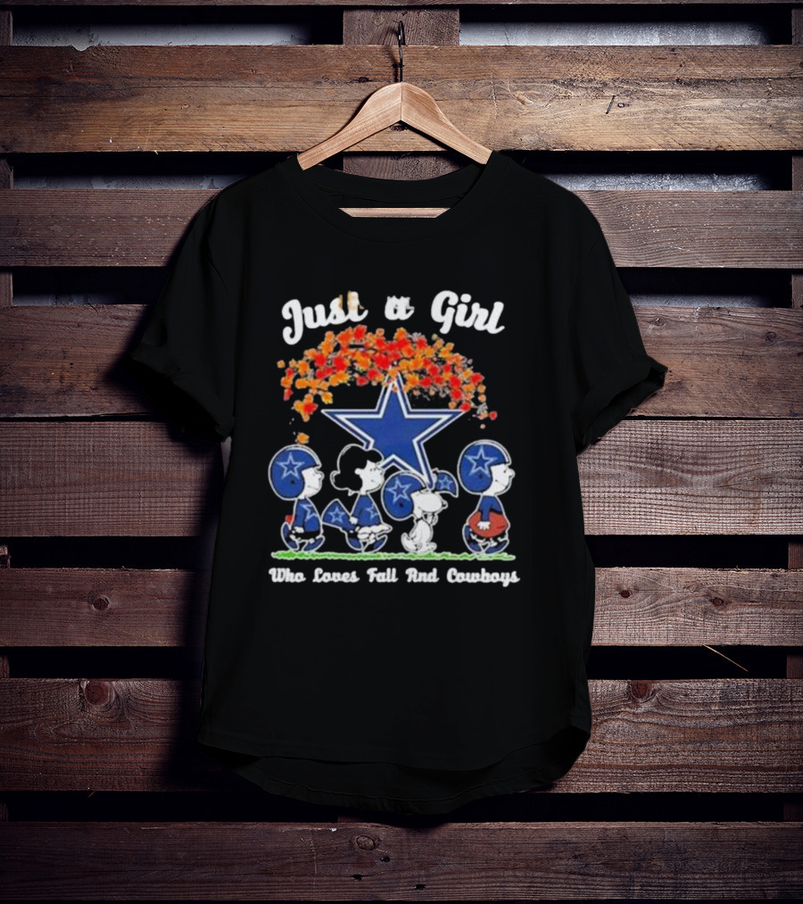 Just A Girl Who Loves Fall And Dallas Cowboys Peanuts Snoopy T-Shirt