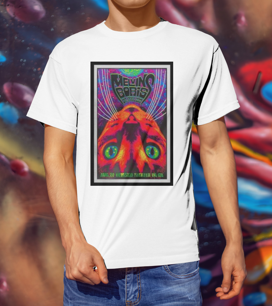 Melvins Boris Dr. Feelgood Aug 29 Belasco Theater LA CA Psychedelic Cat T-Shirt