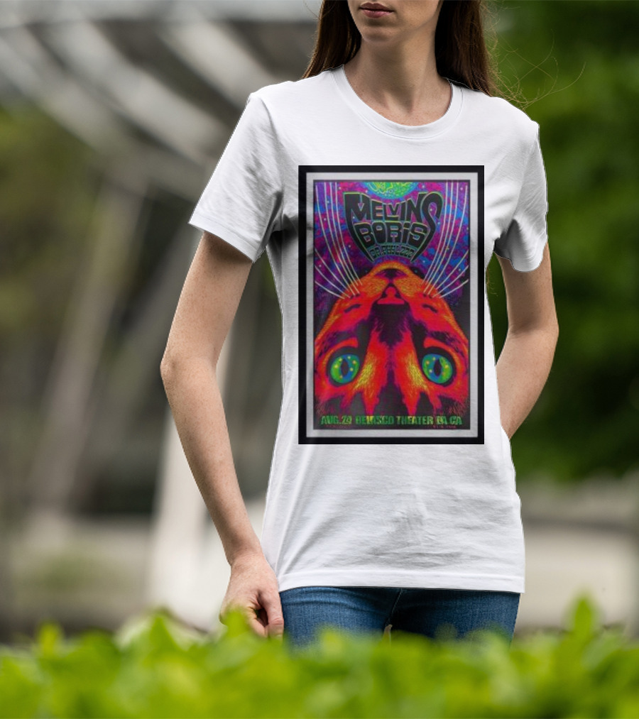 Melvins Boris Dr. Feelgood Aug 29 Belasco Theater LA CA Psychedelic Cat T-Shirt