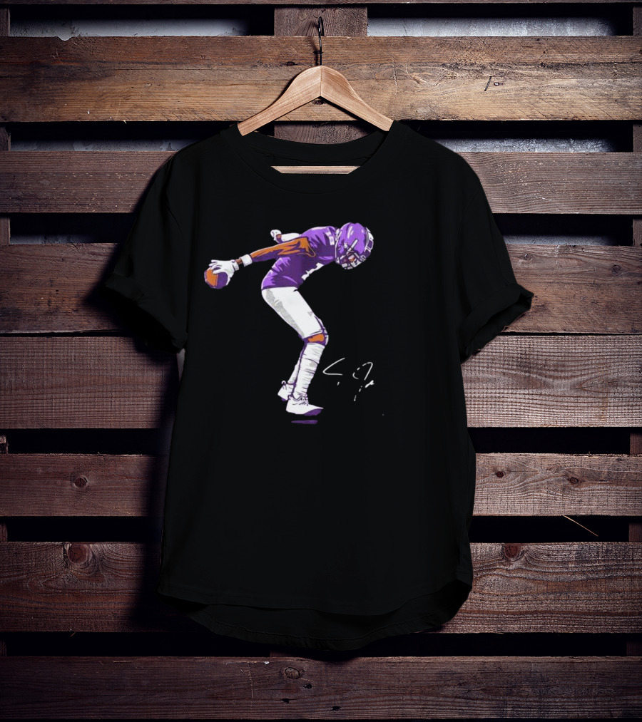 Justin Jefferson Football Superstar Pose In Purple And White T-Shirt