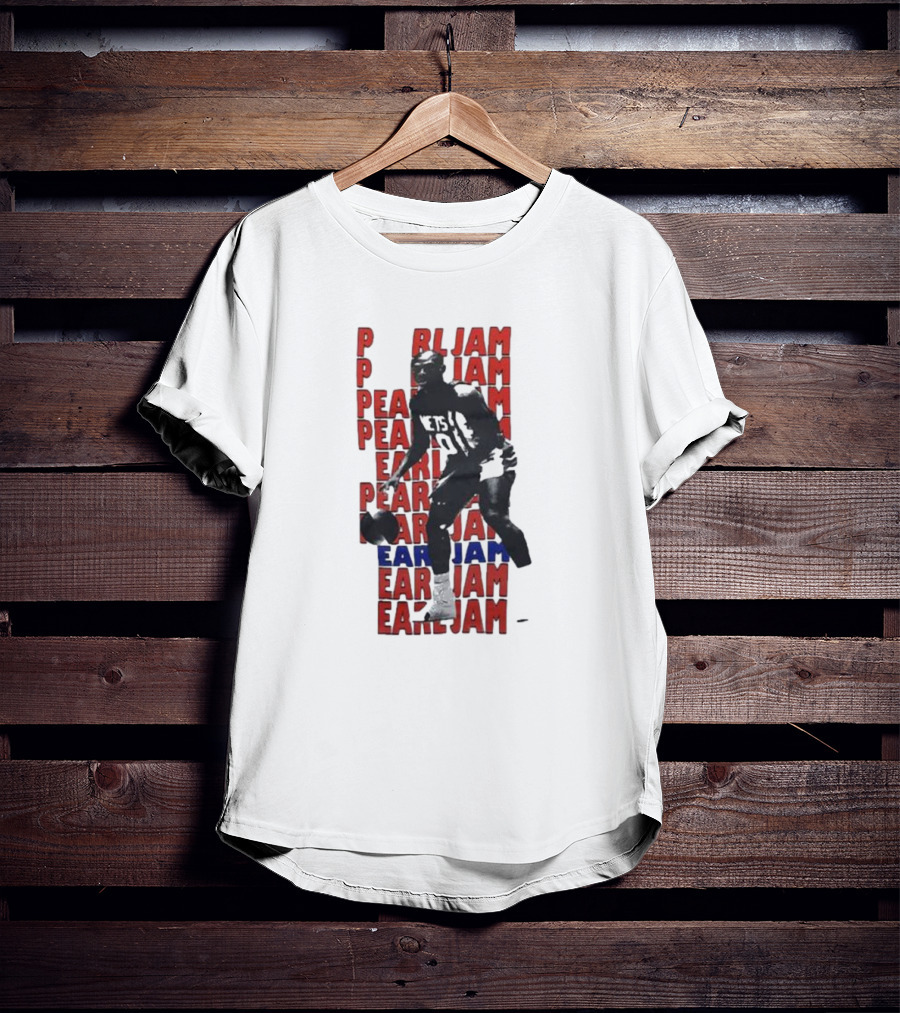 Pearl Jam Mookie Blaylock Basketball Tribute Red Blue Text T-Shirt