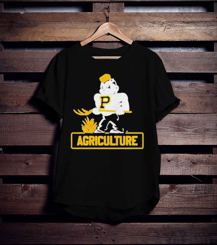 Purdue Agriculture Mascot With P Logo And Hay T-Shirt