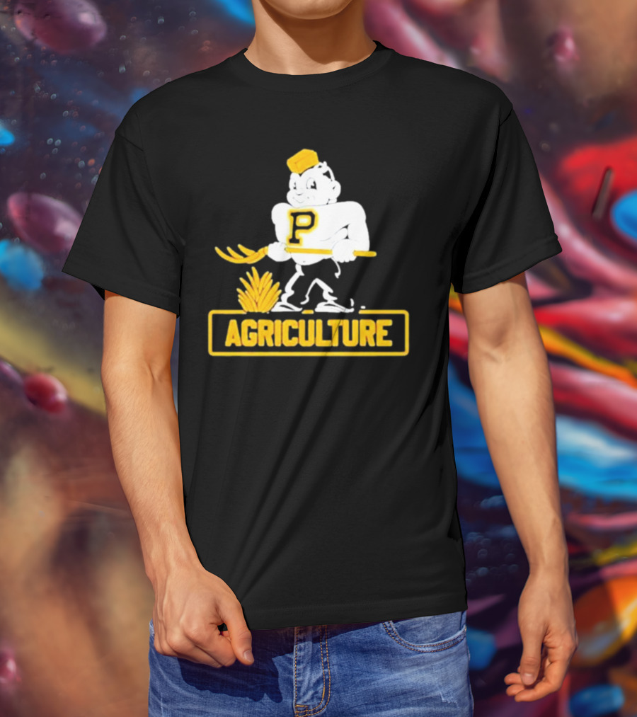 Purdue Agriculture Mascot With P Logo And Hay T-Shirt