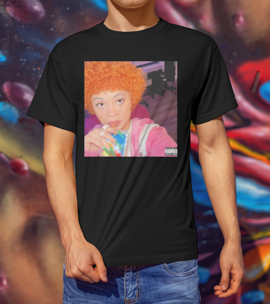 Ice Spice Drinking Colorful Beverage Parental Advisory T-Shirt