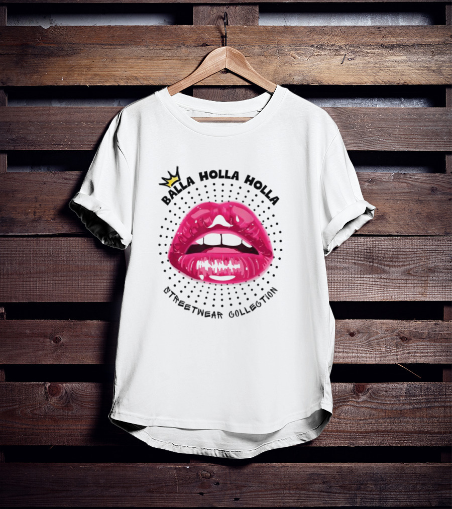 Balla Holla Holla Streetwear Collection Lips Icon With Crown T-Shirt